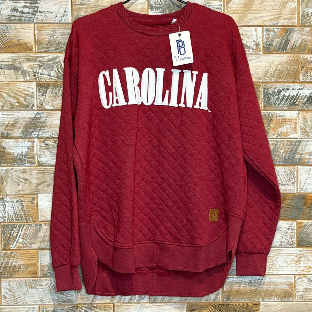Carolina Quilted Red Crew Neck Sweater by Pressbox.  NWT. Size L